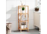 The Living Store Mensola Da Bagno 36X36X112 Cm In Noce Massiccio