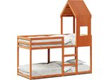 Vidaxl Letto A Castello Con Tetto Marrone Cera 75X190 Cm In Legno Di Pino Massiccio