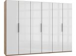 Armadio Level Armadio Ad Ante Battenti 300X58X216Cm In Legno Rovere Vetro Bianco 6 Ante