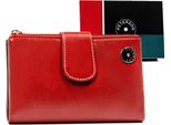 Peterson | Elegante Portafoglio Da Donna, In Pelle, Con Centro Colorato, Rosso, 15X9 Cm