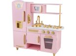 4Iq Grande Cucina Giocattolo In Legno Per Bambini Kitchenjoy Rosa 85,5X33X88 Cm Con Frigorifero, Accessori