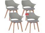 Set Di 4 Sedie Per Sala Da Pranzo Aalborg, Grigio - Gambe In Legno Massiccio Di Faggio, Design Scandinavo Retrò, Comoda Sedia A Guscio - Elegante Sedia Da Cucina, Sedia Da Sala Da Pranzo Per Tavolo Da Pranzo
