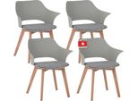 Set Di 4 Sedie Per Sala Da Pranzo Aalborg, Bianco - Gambe In Legno Massiccio Di Faggio, Design Scandinavo Retrò, Comoda Sedia A Guscio - Elegante Sedia Da Cucina, Sedia Da Sala Da Pranzo Per Tavolo Da Pranzo
