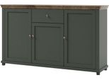 Credenza Elda Cassettiera 160X42X93Cm Verde / Rovere Lefkas 3 Ante