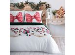 Eurofirany Biancheria Da Letto Ribeno 220X200 Cm Set Copripiumino Natalizio Multicolore