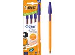 Penna A Sfera Bic Arancione Fine Cristal 4 Pezzi Blu
