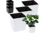 Set Di 3 Vasi Da Fiori Lamela | Juka | Con Inserto | Bianco | 40 Cm