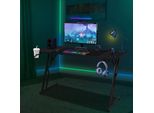 Bettizia 140 X 60Cm Scrivania Da Gioco Con Tappetino Per Mouse, Led, Scrivania Da Gioco, Scrivania Per Pc Scrivania Per Gamer Scrivania Per Computer Con Gancio Per Cuffie Nero