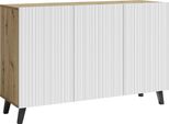 Cassettiera Phuket 120X39X76Cm Colore 3 Ante Selezionabile, Rovere Artisan / Bianco Scanalato