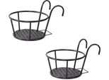 Set Di 2 Portafiori Sospesi, Cesto Sospeso, Portavaso Per Piante Sospese, Portacassette Da Balcone - S2TANDPOT