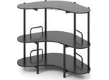 Costway Home Bar A 3 Livelli, Tavolo Per Liquori Con Portabicchieri E Ripiani Di Stoccaggio, Minibar Industriale Con Struttura In Metallo, Mobile Wine Bar Ad Angolo Nero