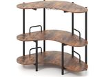 Costway - Home Bar A 3 Livelli, Tavolo Per Liquori Con Portabicchieri E Ripiani Di Stoccaggio, Minibar Industriale Con Struttura In Metallo, Mobile Wine Bar Angolare Marrone