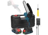 Mini Motosega - Seghetto A Batteria 21 V - Lama Da 15 Cm - Comando Con Una Sola Mano - Motore A Spazzole - Con Batteria - Blu Scuro