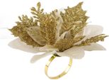 Portatovaglioli Natalizi, Fiore In Tessuto Dorato, Per Decorazioni Da Tavola Festive, Regalo