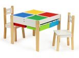 Set Di Mobili Per Bambini In Legno: Tavolo + 2 Sedie Ecotoys