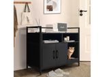 Costway Lettiera Con Doppia Porta, Tiragraffi, Ripiano Aperto E 2 Scomparti, Lettiera, Grotta Per Gatti, Casa Per Gatti, Per Cani Da Compagnia (Nero)