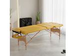 Lettino Da Massaggio A 3 Zone In Legno Giallo Lettino Terapeutico Tavolo Cosmetico Pieghevole Mobile Trasportabile