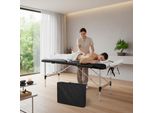 Lettino Da Massaggio A 2 Zone In Alluminio Nero/Bianco Lettino Terapeutico Tavolo Cosmetico Pieghevole