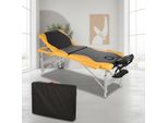 Lettino Da Massaggio A 3 Zone In Alluminio Nero/Giallo Lettino Terapeutico Tavolo Cosmetico Pieghevole