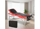 Lettino Da Massaggio A 3 Zone In Alluminio Nero/Rosso Lettino Terapeutico Tavolo Cosmetico Pieghevole