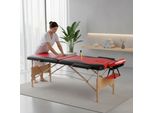 Lettino Da Massaggio A 2 Zone In Legno Rosso/Nero Lettino Terapeutico Tavolo Cosmetico Mobile Pieghevole