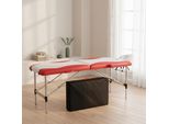 Lettino Da Massaggio A 2 Zone In Alluminio Bianco/Rosso Lettino Terapeutico Tavolo Cosmetico Mobile Ribaltabile