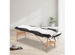 Lettino Da Massaggio A 2 Zone In Legno Bianco/Nero Lettino Terapeutico Tavolo Cosmetico Mobile Pieghevole
