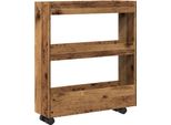 Vidaxl Carrello Portaoggetti Stretto A 3 Ripiani In Legno Di Recupero Materiale A Base Di Legno