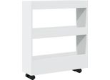 Vidaxl Carrello Portaoggetti Stretto 3 Ripiani In Legno Bianco