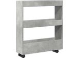 Vidaxl Carrello Portaoggetti Stretto A 3 Ripiani In Cemento Grigio Materiale Legno