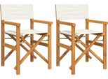 Vidaxl Sedie Da Regista 2 Pz. Pieghevoli In Teak Massiccio Crema