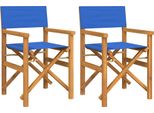 Vidaxl Sedie Da Regista 2 Pz. Pieghevoli In Legno Massiccio Teak Blu