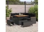 Vidaxl Set Di Divani Da Giardino Con Cuscini 8 Pezzi Nero Poly Rattan