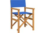 Vidaxl Sedia Da Regista Pieghevole Blu In Legno Massiccio Teak