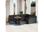 Vidaxl Set Di Divani Da Giardino Con Cuscini Con Cuscini 12 Pezzi Nero Poly Rattan