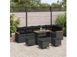 Vidaxl Set Di Divani Da Giardino Con Cuscini 10 Pezzi Nero Poly Rattan