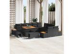 Vidaxl Set Di Divani Da Giardino Con Cuscini 13 Pezzi Nero Poly Rattan