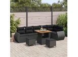 Vidaxl Set Di Divani Da Giardino Con Cuscini Con Cuscini 9 Pezzi Nero Poly Rattan