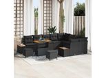 Vidaxl Set Di Divani Da Giardino Con Cuscini 12 Pezzi Nero Poly Rattan