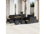 Vidaxl Set Di Divani Da Giardino Con Cuscini 14 Pezzi Nero Poly Rattan