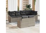 Vidaxl Set Di Divani Da Giardino Con Cuscini 7 Pezzi Poli Rattan Grigio Chiaro