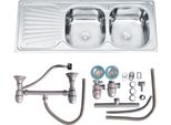 Lavello Da Incasso In Acciaio Inox 120X50 Cm Vasca Rotonda Destra, Ripiano Sinistro E Sifone