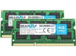 Brainzap 8GB () DDR3 Ram SO-DIMM PC3L-12800S-11-12-F3 2Rx8 1600 Mhz 1.35V CL11 Notebook Laptop Memory 2X 4GB