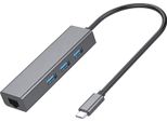 Brainzap Hub USB-C Type-C 3 Porte + Adattatore Lan Gigabit Ethernet 10/100/1000 Mbps Esterno