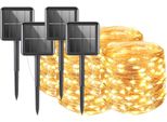 Brainzap 4 Pezzi Led Solare Filo Catena Luminosa IP65 Giardino All'aperto 22M Bianco Caldo Festa Natale 200 Led