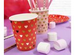 Bicchiere Di Carta Red Hearts Xoxo 250Ml 6 Pezzi