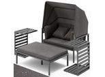 Lettino In Alluminio Con Tettuccio Parasole - Lettino Da Giardino Regolabile, Resistente Alle Intemperie