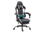 Delman Sedia Da Ufficio Sedia Da Gioco Poltrona Da Gioco Massaggiante Ergonomica Con Poggiapiedi Poggiatesta Massaggio Cuscino Lombare Sedia Da Gioco Girevole 02-0042 Bianco