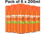 Gillette Fusion5 Gel Da Barba Ultra Sensibile - Confezione Vantaggiosa Da 6X200Ml