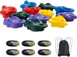 Succebuy Set Di Arrampicata Sull'albero Ninja, 12 Prese Per L'arrampicata, 6 Imbracature A Cricchetto, Scala Per L'arrampicata, Ideale Per Bambini E Adulti, Rocce Da Arrampicata Colorate Per Giochi All'aperto Del Guerriero Ninja